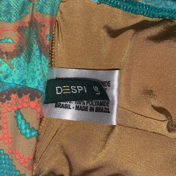 Despite Fringe Bikini Top in Turquoise and Tan - Picture 5 of 6